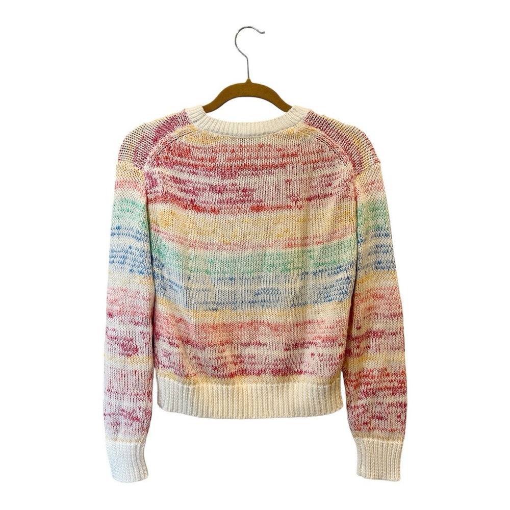 White + Warren Rainbow Crewneck Cotton Linen Sweater Small EUC - Picture 4 of 7